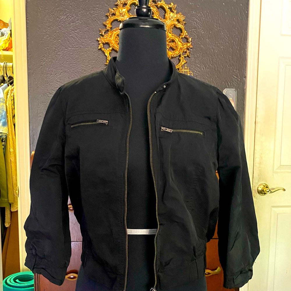 Cropped three quarter Moto Jacket